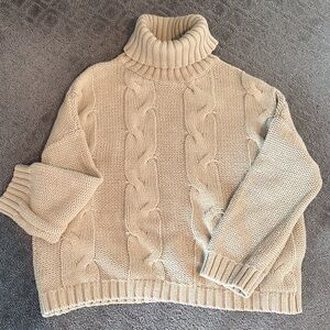 Cable knit turtleneck  cropped sweater